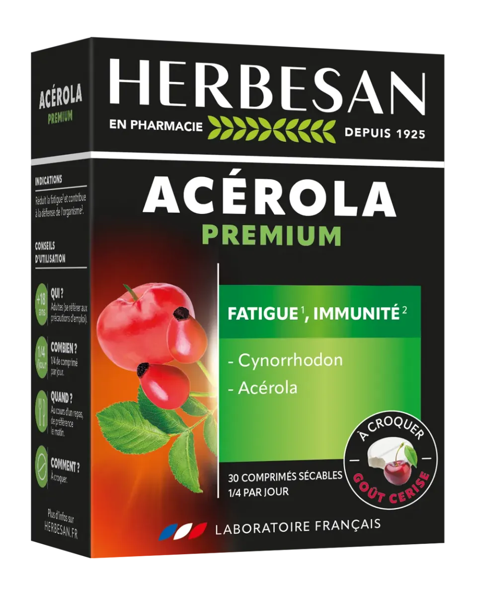 Herbesan Acérola Premium comprimé vitamine C cerise