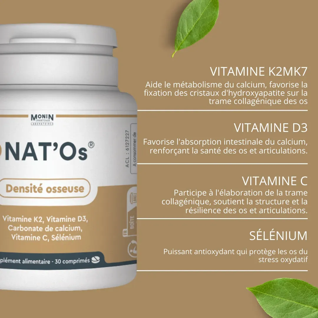 Laboratoires Monin Chanteaud Nat'Os 90 comprimés os calcium K2 D3