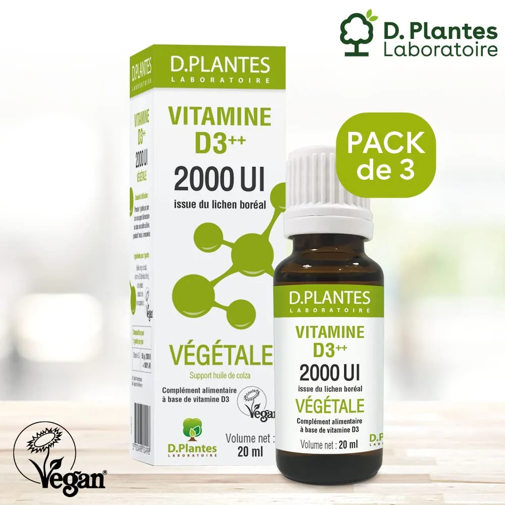 D.Plantes D3 2000 UI gouttes vegan 3 x 20 ml