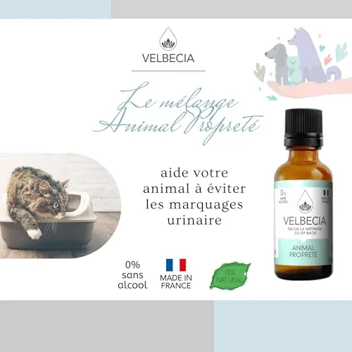 Velbecia Animal propreté élixir fleurs de Bach 30ml +1 offert sans alcool