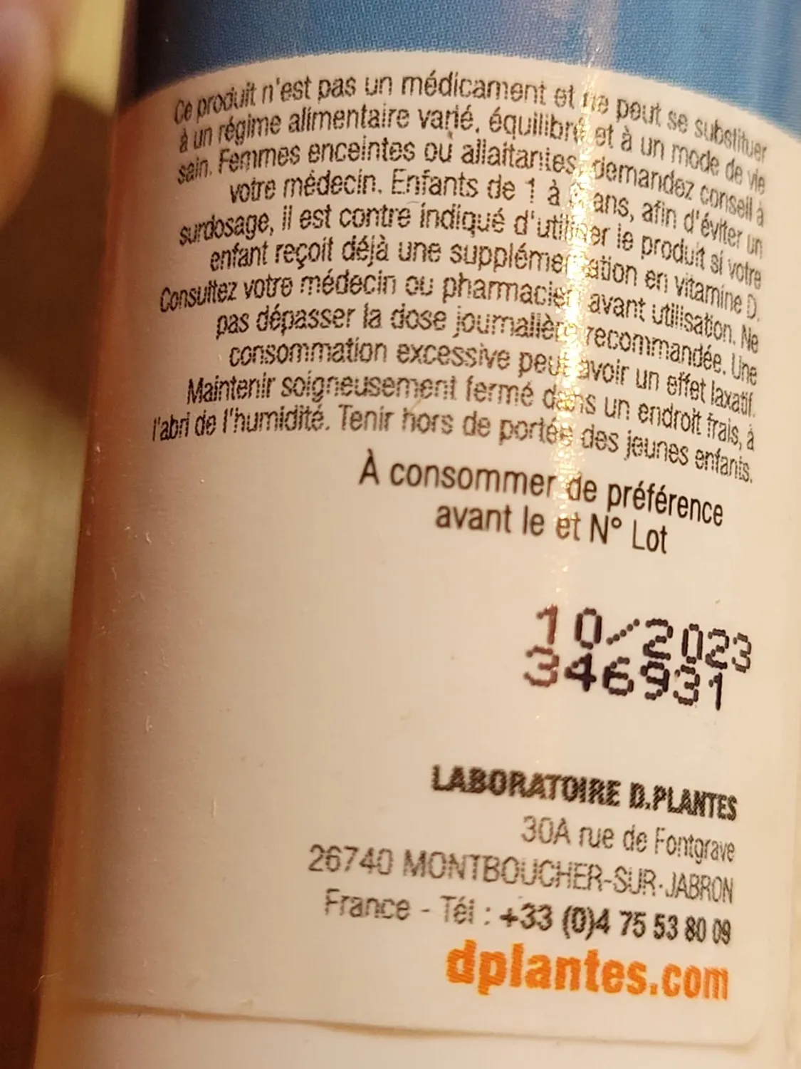D.Plantes Vitamine D3 1000 UI complément alimentaire soluble 25 ml